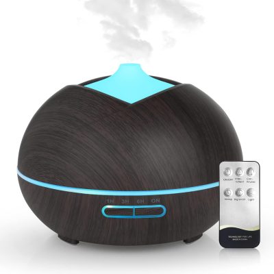 Diffusore Aromi e Olii essenziali 400ml con Led multicolore Colore Legno Scuro