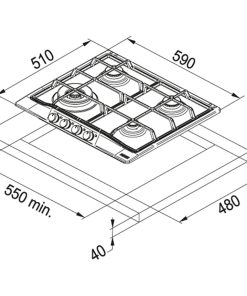 Alternative view of FRANKE Piano Cottura FHTL 604 3G TC XS C