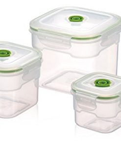 VACUUMSAVER Contenitori per Alimenti sottovuoto Flavia, Set da 3 Pezzi, con valvola