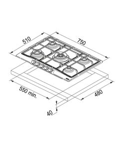 Alternative view of FRANKE Piano Cottura FHTL 755 4G TC XS C
