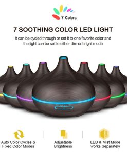 Alternative view of Diffusore Aromi e Olii essenziali 500ml con Led multicolore Colore Legno Scuro