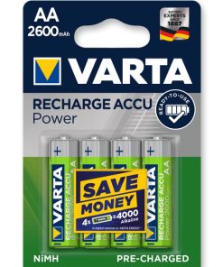 VARTA Pile Ricaricabili 2600MAH Stilo AA - Blister 4 Batterie