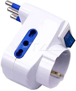 Alternative view of V-TAC Multipresa Adattatore Triplo Con Schuko Colore Bianco Con Interruttore Luminoso