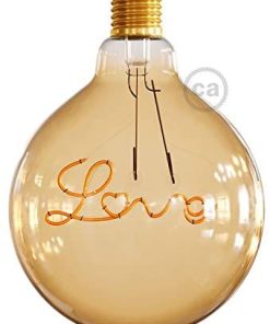 DAYLIGHT Lampadina E27 Filamento Led Scritta LOVE CUORE 5W Globo G125 Vetro Ambrato Dimmerabile