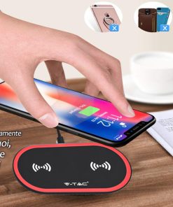 Alternative view of V-TAC VT-1213 Caricatore Wireless a Pad Dual Charging 5W+5W Colore Rosso e Nero