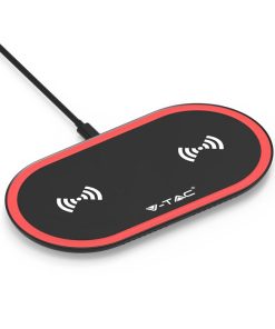 V-TAC VT-1213 Caricatore Wireless a Pad Dual Charging 5W+5W Colore Rosso e Nero
