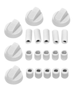 Kit di 5 manopole bianche con adattatori x diametri 6 e 8 mm + gambo lungo