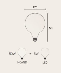 lampadina led curved vintage globo d125 love e27 5w 2000k 250lm ambrata dimmer 1