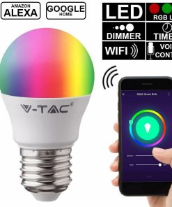 Alternative view of V-Tac Smart VT-5124 Lampada Led Wi-Fi E27 5W Miniglobo G45 RGB+W 4IN1 Dimmerabile