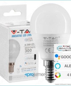 Alternative view of V-Tac Smart VT-5154 Lampada Led Wi-Fi E14 5W Miniglobo G45 RGB+W 4IN1 Dimmerabile