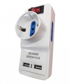 V-TAC Multipresa Adattatore Triplo Colore Bianco Con Schuko 2 Porte USB e Interruttore Luminoso