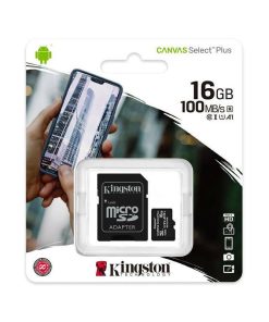 KINGSTON Micro SD 16 GB classe 10 MICROSD 100 MB/S Canvas Plus con adattatore