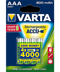 VARTA Pile Ricaricabili 800MAH Ministilo AAA - Blister 4 Batterie
