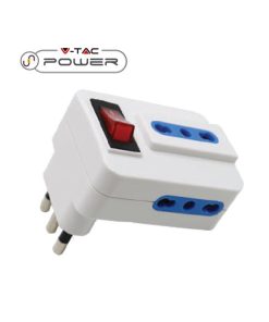 V-TAC Multipresa Adattatore Triplo Colore Bianco 10/16A Italiana con Interruttore