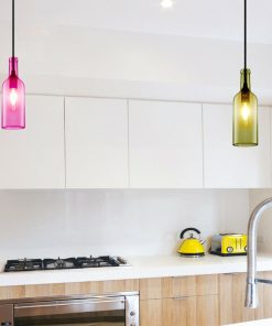 Alternative view of V-TAC VT-7558 Lampadario di Vetro a Forma di Bottiglia con Portalampada Per Lampadine E14 Colore Fucsia