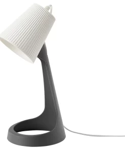 Lampada da Tavolo, Comodino, grigio scuro/bianco