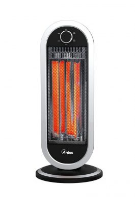 ARDES AR4B01 Stufa al Carbonio Oscillante Tizzo, 2 Lampade e 2 Potenze, Argento/Nero