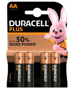 DURACELL PLUS PILE LR6 ALCALINE STILO AA MIGNON 1.5V LUNGA DURATA - BLISTER DA 4 BATTERIE