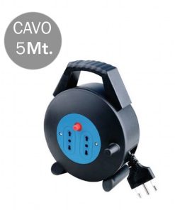 V-TAC Prolunga Avvolgicavo Spina 16A e 2 Prese 10/16A Bipasso Colore Nero 5 Metri