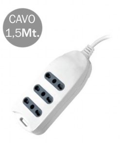 V-TAC Multipresa 3 Posti Colore Bianco Con Attacco a Parete