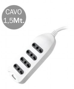 V-TAC Multipresa 4 Posti Colore Bianco Con Attacco a Parete