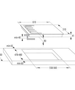Alternative view of HISENSE GM643XF Piano Cottura da Incasso a Gas 60 cm 4 Fuochi inox Griglie in Ghisa